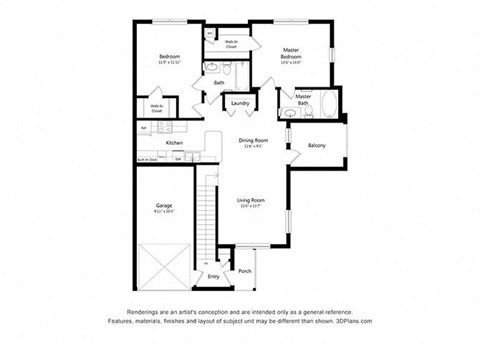 B3 Floor Plan B3 Floor Plan at Woodway Village, Austin, TX